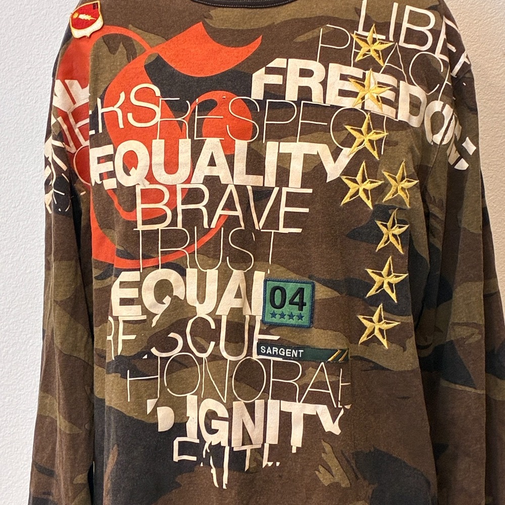 Rare Vintage Express Men's Graphic T-Shirt XL Camo Patches Retro Street Grunge‎ - Picture 5 of 10